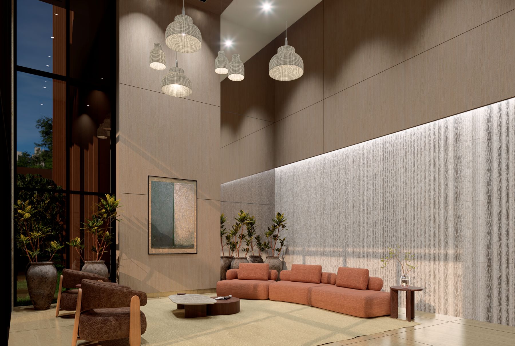 Hall de entrada · pé-direito duplo — Amani Comfort Home